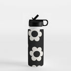 Les Fleurs | 02 - Flower Print Black And White Retro Flowers Wall Art Modern Decor Abstract Water Bottle Gallery Image 1