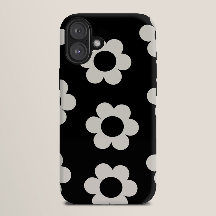 Les Fleurs | 02 - Flower Print Black And White Retro Flowers Wall Art Modern Decor Abstract iPhone Case Gallery Image 10