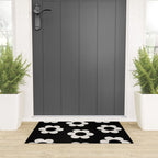 Les Fleurs | 02 - Flower Print Black And White Retro Flowers Wall Art Modern Decor Abstract Welcome Mat Gallery Image 3