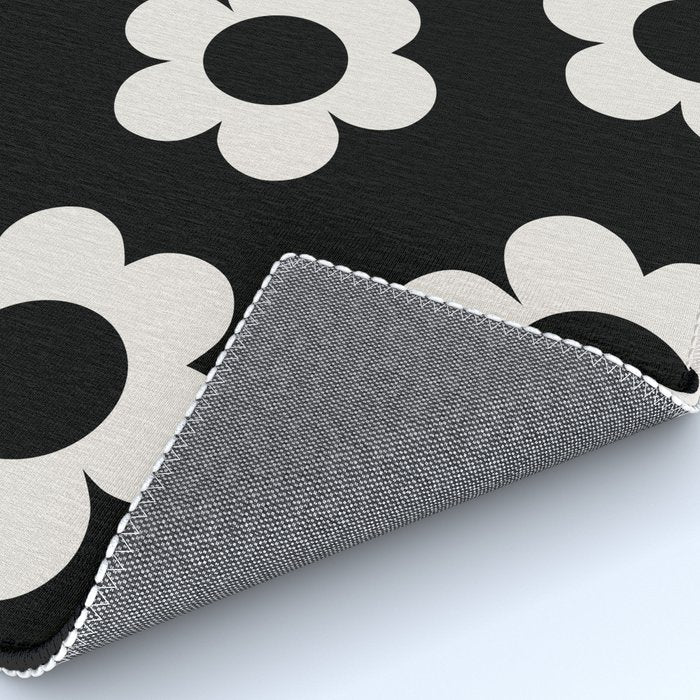 Les Fleurs | 02 - Flower Print Black And White Retro Flowers Wall Art Modern Decor Abstract Rug Gallery Image 4