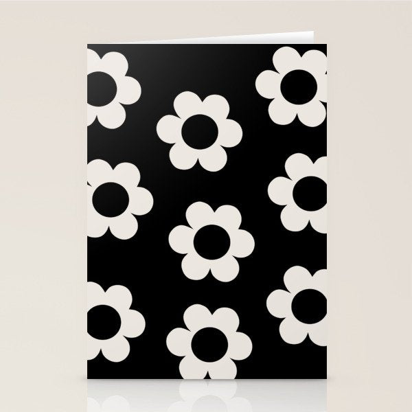 Les Fleurs | 02 - Flower Print Black And White Retro Flowers Wall Art Modern Decor Abstract Stationery Card Gallery Image 2