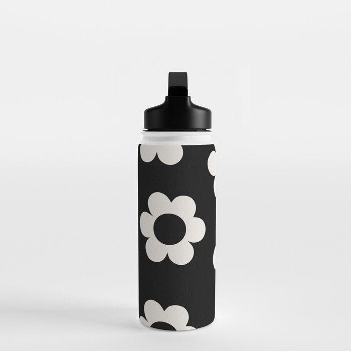 Les Fleurs | 02 - Flower Print Black And White Retro Flowers Wall Art Modern Decor Abstract Water Bottle Gallery Image 3