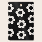 Les Fleurs | 02 - Flower Print Black And White Retro Flowers Wall Art Modern Decor Abstract Cutting Board Gallery Image 1