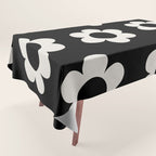 Les Fleurs | 02 - Flower Print Black And White Retro Flowers Wall Art Modern Decor Abstract Tablecloth Gallery Image 1