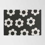 Les Fleurs | 02 - Flower Print Black And White Retro Flowers Wall Art Modern Decor Abstract Rug Gallery Image 2
