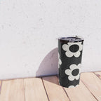 Les Fleurs | 02 - Flower Print Black And White Retro Flowers Wall Art Modern Decor Abstract Travel Mug Gallery Image 4