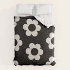 Les Fleurs | 02 - Flower Print Black And White Retro Flowers Wall Art Modern Decor Abstract Duvet Cover Gallery Image 6