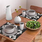 Les Fleurs | 02 - Flower Print Black And White Retro Flowers Wall Art Modern Decor Abstract Placemat Gallery Image 2
