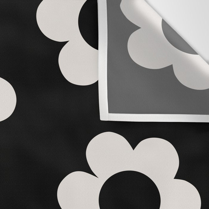 Les Fleurs | 02 - Flower Print Black And White Retro Flowers Wall Art Modern Decor Abstract Wall Tapestry Gallery Image 3