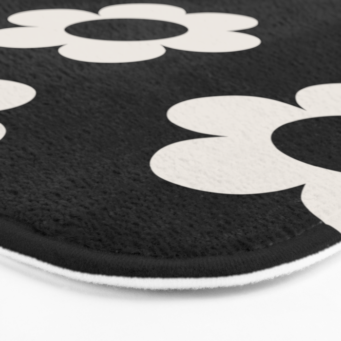 Les Fleurs | 02 - Flower Print Black And White Retro Flowers Wall Art Modern Decor Abstract Bath Mat Gallery Image 3
