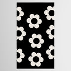 Les Fleurs | 02 - Flower Print Black And White Retro Flowers Wall Art Modern Decor Abstract Tablecloth Gallery Image 2