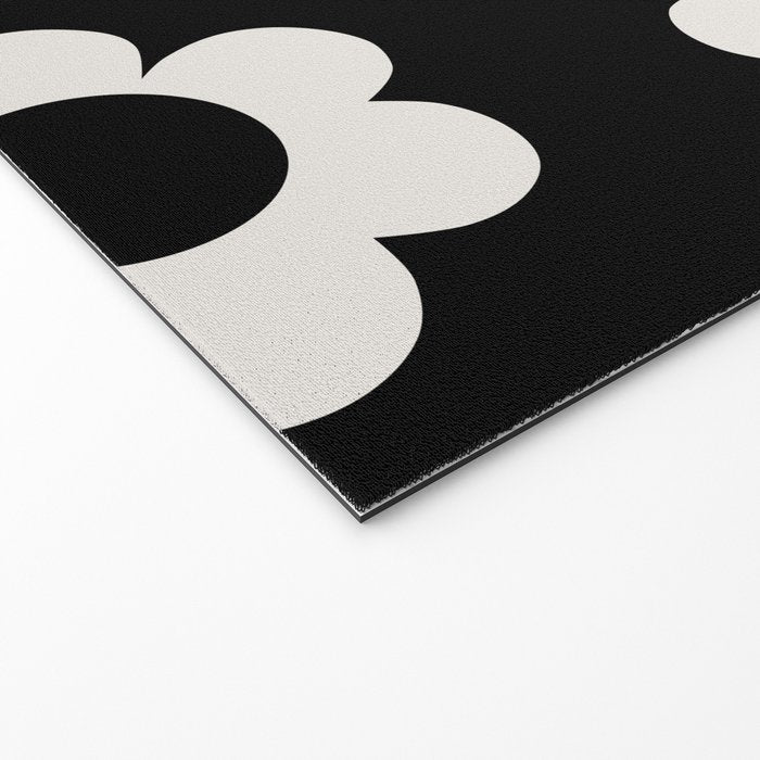 Les Fleurs | 02 - Flower Print Black And White Retro Flowers Wall Art Modern Decor Abstract Welcome Mat Gallery Image 2