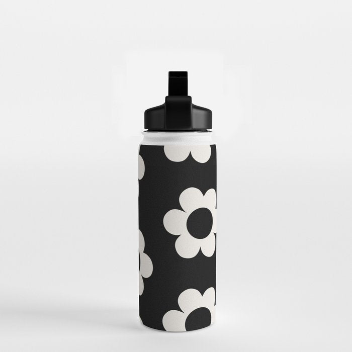 Les Fleurs | 02 - Flower Print Black And White Retro Flowers Wall Art Modern Decor Abstract Water Bottle Gallery Image 2