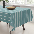 Minimal Arch XXIV Beachy Teal Modern Geometric Lines Tablecloth Gallery Image 3