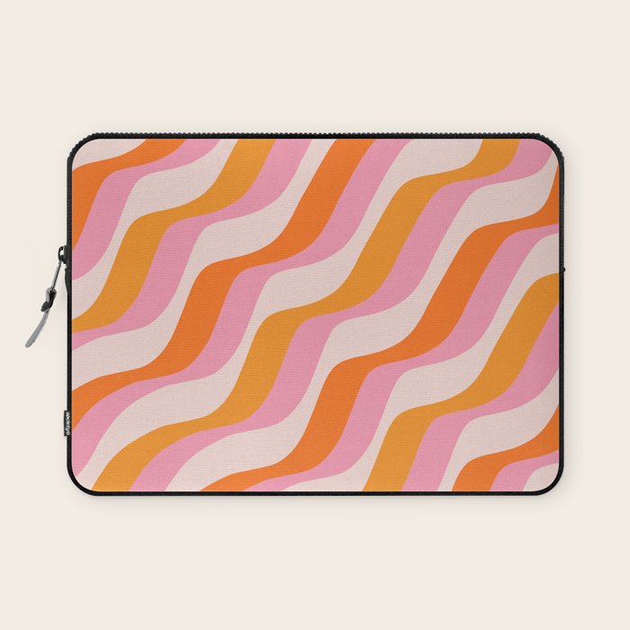 Zebra Stripes Abstract Lines Sunshine Retro Colorful Pink Orange Colors Boho Swirl Modern Pattern Laptop Sleeve Gallery Image 1