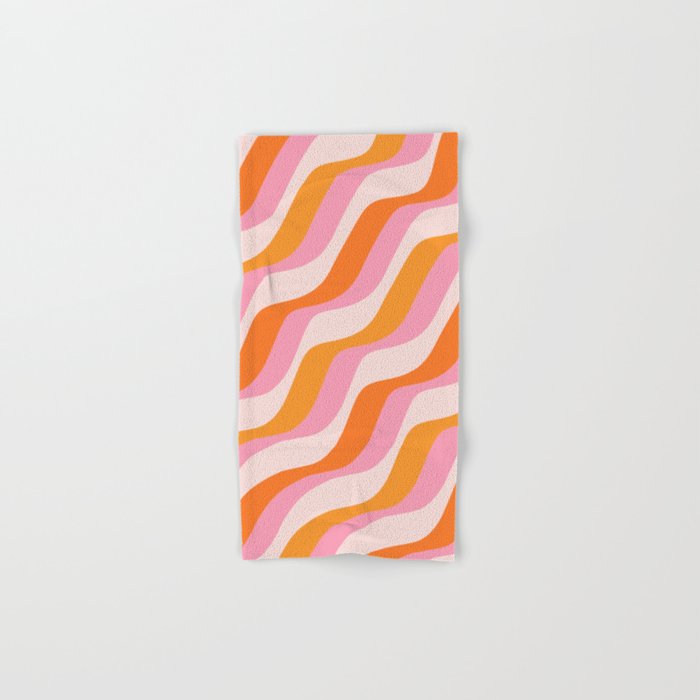 Zebra Stripes Abstract Lines Sunshine Retro Colorful Pink Orange Colors Boho Swirl Modern Pattern Bath Towel Gallery Image 1