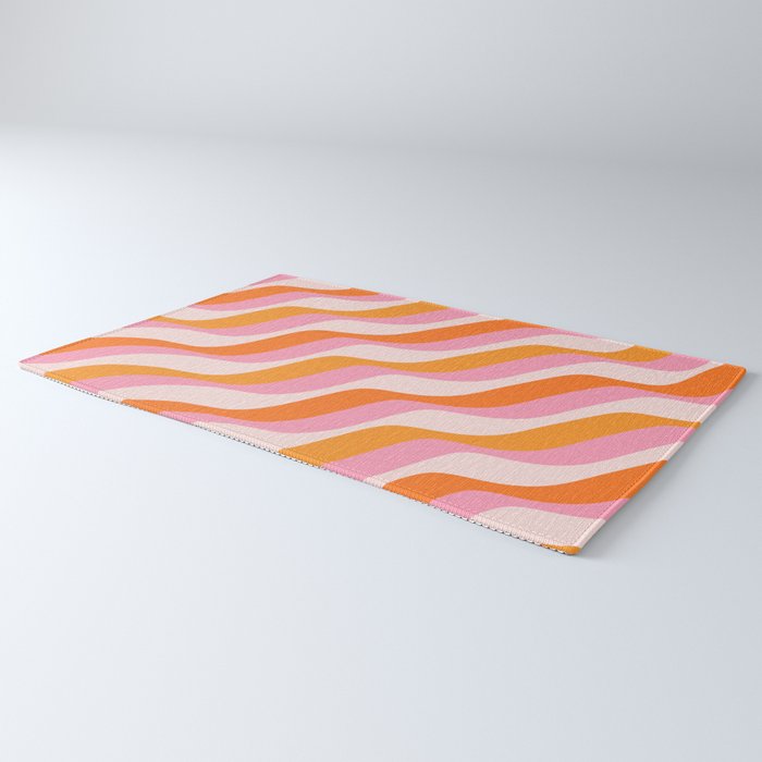Zebra Stripes Abstract Lines Sunshine Retro Colorful Pink Orange Colors Boho Swirl Modern Pattern Rug Gallery Image 3