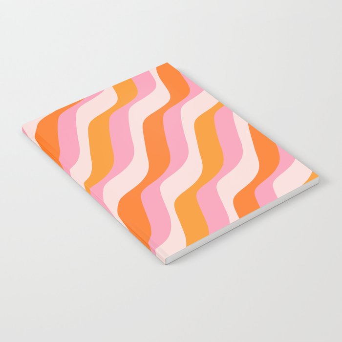 Zebra Stripes Abstract Lines Sunshine Retro Colorful Pink Orange Colors Boho Swirl Modern Pattern Notebook Gallery Image 2