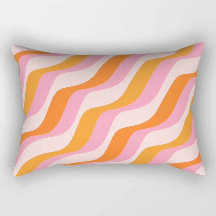 Zebra Stripes Abstract Lines Sunshine Retro Colorful Pink Orange Colors Boho Swirl Modern Pattern Rectangular Pillow Gallery Image 1