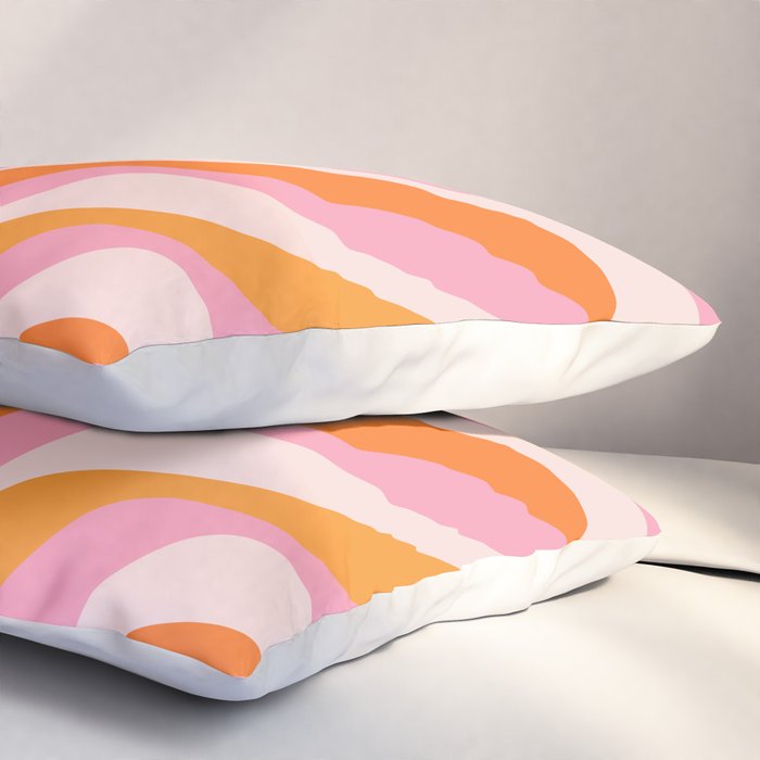 Zebra Stripes Abstract Lines Sunshine Retro Colorful Pink Orange Colors Boho Swirl Modern Pattern Pillow Sham Gallery Image 3