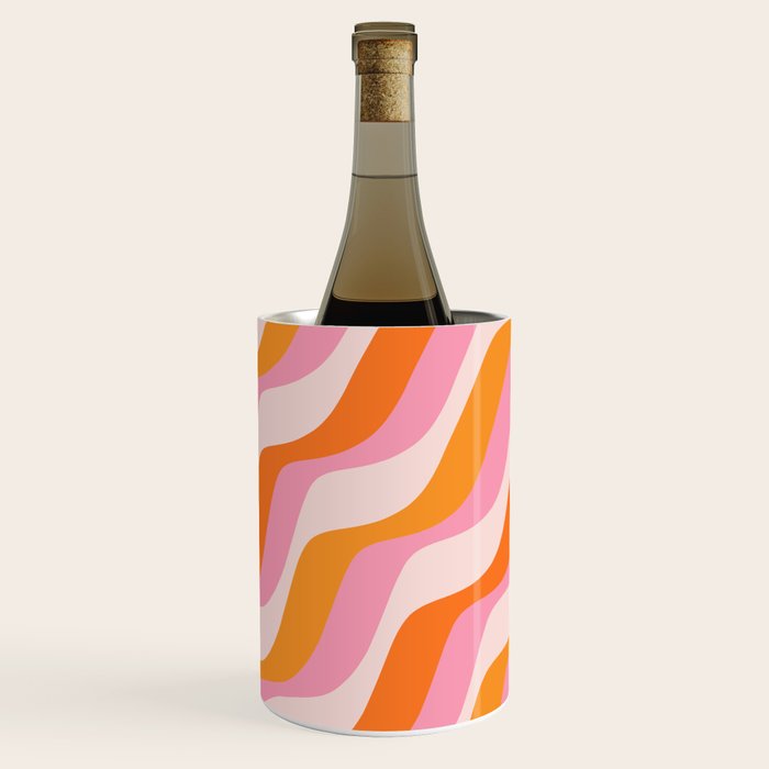 Zebra Stripes Abstract Lines Sunshine Retro Colorful Pink Orange Colors Boho Swirl Modern Pattern Wine Chiller Gallery Image 1