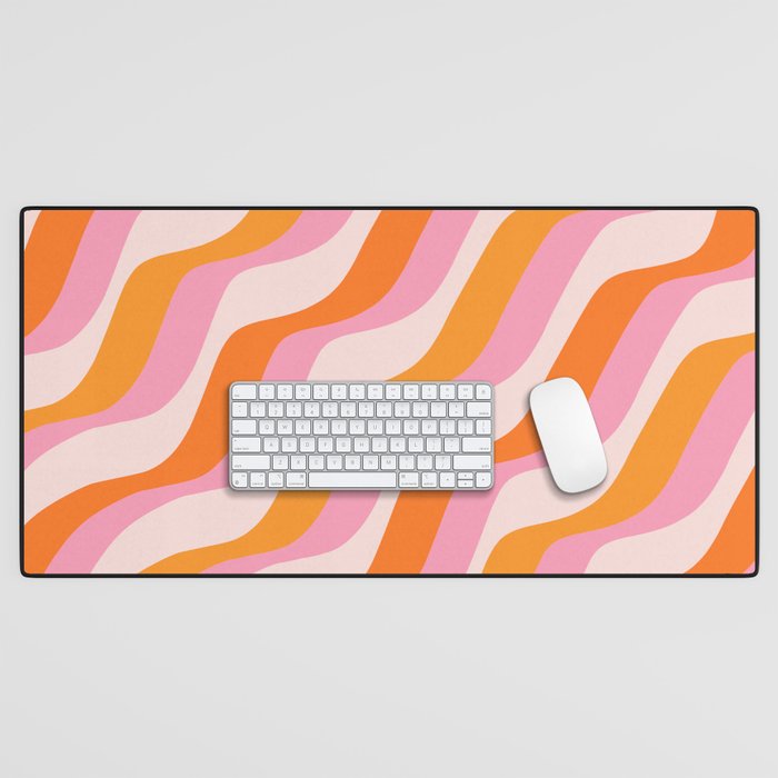 Zebra Stripes Abstract Lines Sunshine Retro Colorful Pink Orange Colors Boho Swirl Modern Pattern Desk Mat Gallery Image 1