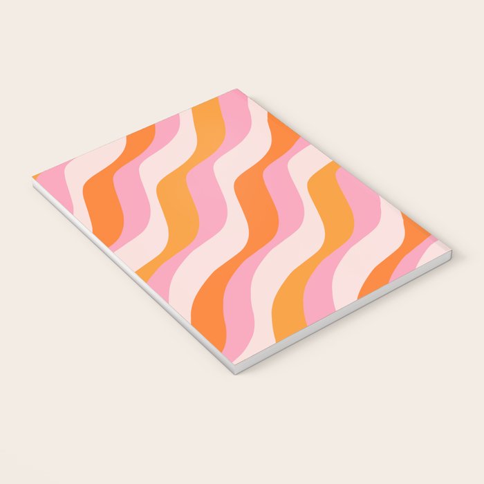 Zebra Stripes Abstract Lines Sunshine Retro Colorful Pink Orange Colors Boho Swirl Modern Pattern Notebook Gallery Image 3