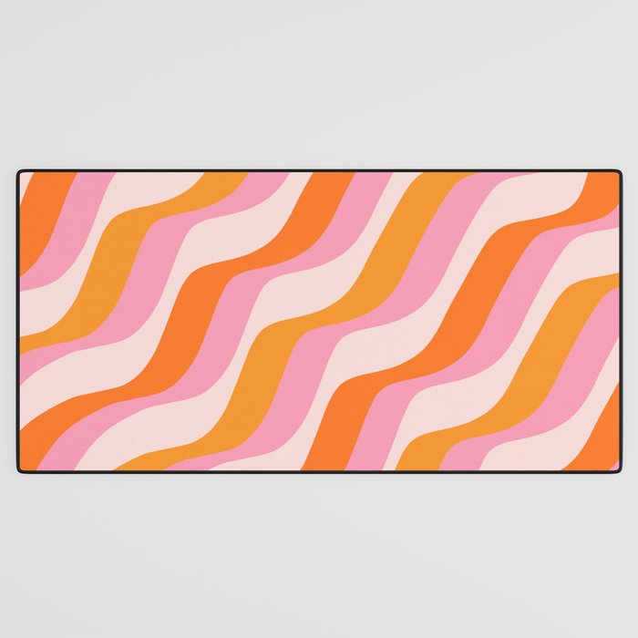 Zebra Stripes Abstract Lines Sunshine Retro Colorful Pink Orange Colors Boho Swirl Modern Pattern Desk Mat Gallery Image 3