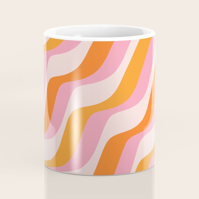 Zebra Stripes Abstract Lines Sunshine Retro Colorful Pink Orange Colors Boho Swirl Modern Pattern Coffee Mug Gallery Image 4