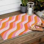 Zebra Stripes Abstract Lines Sunshine Retro Colorful Pink Orange Colors Boho Swirl Modern Pattern Outdoor Rug Gallery Image 2