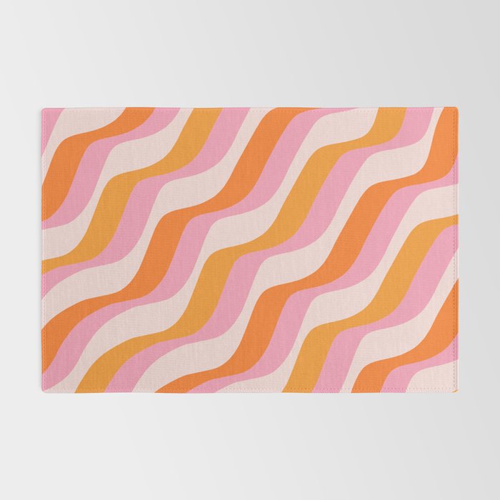 Zebra Stripes Abstract Lines Sunshine Retro Colorful Pink Orange Colors Boho Swirl Modern Pattern Rug Gallery Image 2