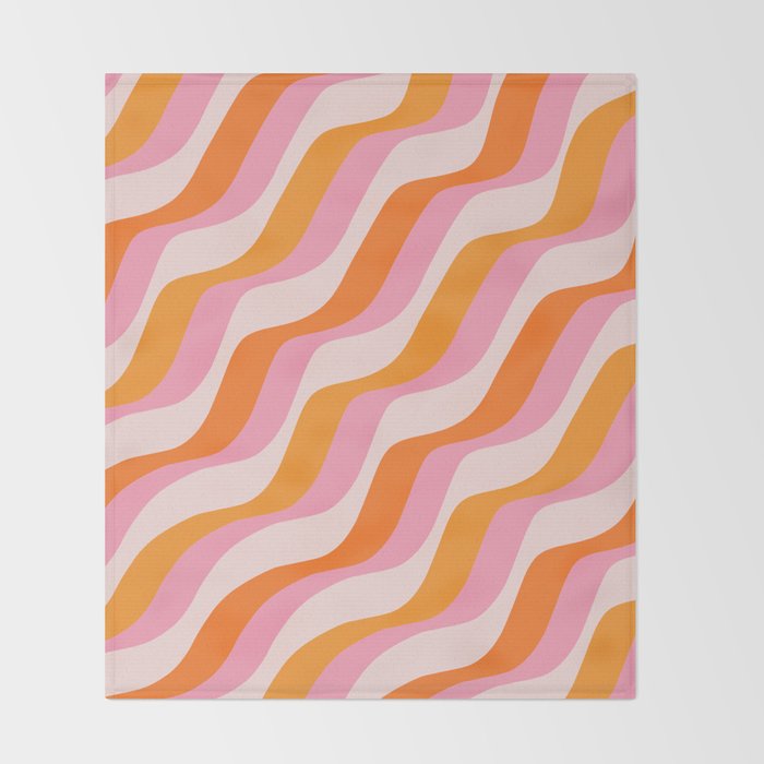Zebra Stripes Abstract Lines Sunshine Retro Colorful Pink Orange Colors Boho Swirl Modern Pattern Throw Blanket Gallery Image 2