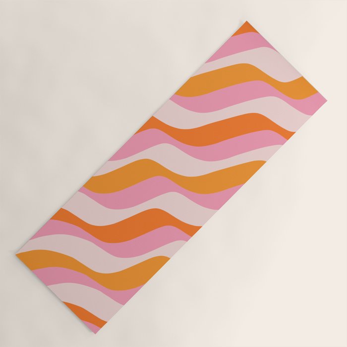 Zebra Stripes Abstract Lines Sunshine Retro Colorful Pink Orange Colors Boho Swirl Modern Pattern Yoga Mat Gallery Image 1