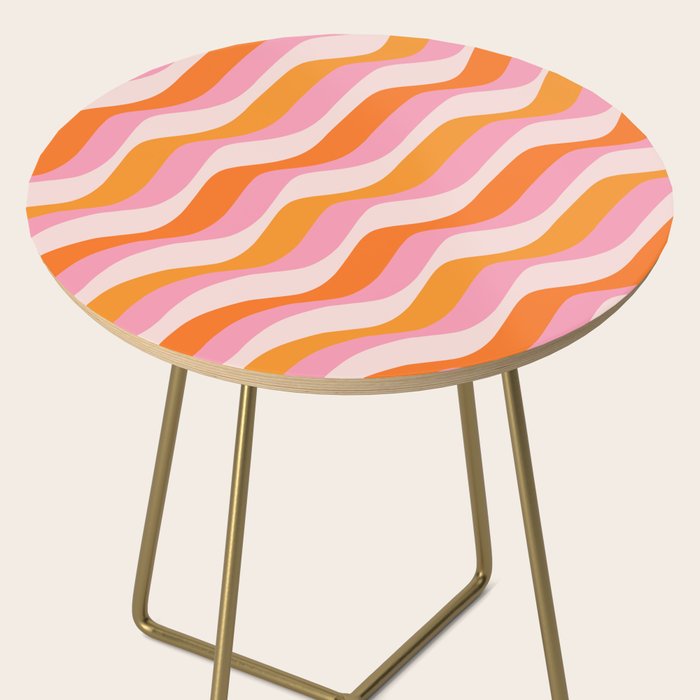 Zebra Stripes Abstract Lines Sunshine Retro Colorful Pink Orange Colors Boho Swirl Modern Pattern Side Table Gallery Image 2