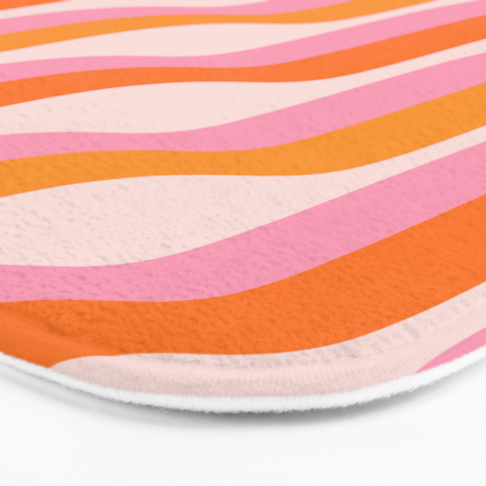 Zebra Stripes Abstract Lines Sunshine Retro Colorful Pink Orange Colors Boho Swirl Modern Pattern Bath Mat Gallery Image 3