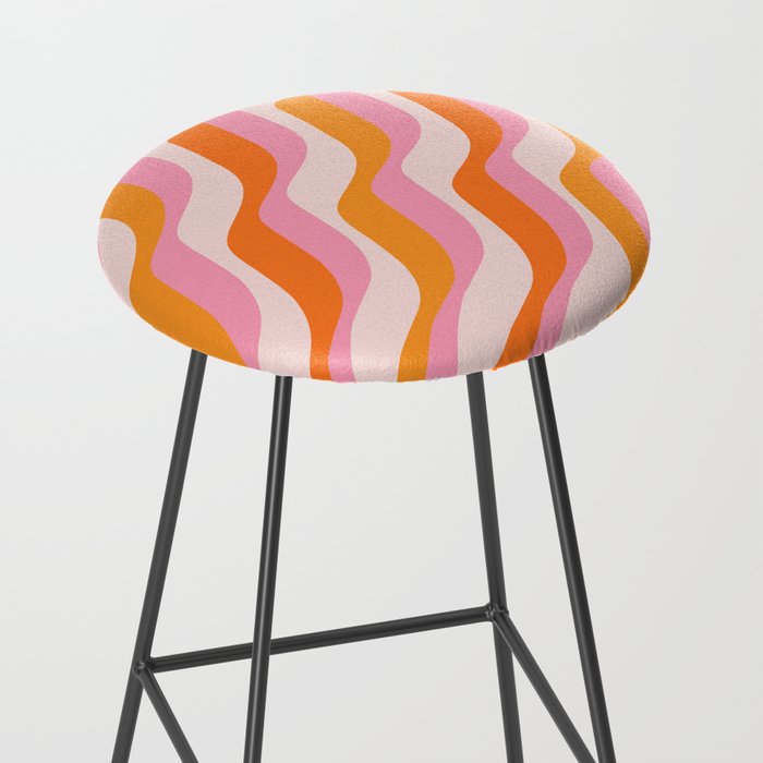Zebra Stripes Abstract Lines Sunshine Retro Colorful Pink Orange Colors Boho Swirl Modern Pattern Stool Gallery Image 2