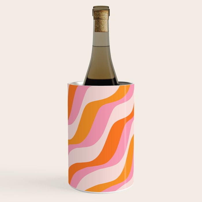 Zebra Stripes Abstract Lines Sunshine Retro Colorful Pink Orange Colors Boho Swirl Modern Pattern Wine Chiller Gallery Image 2