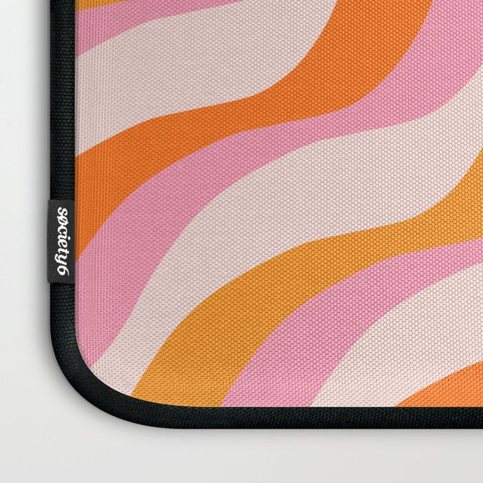 Zebra Stripes Abstract Lines Sunshine Retro Colorful Pink Orange Colors Boho Swirl Modern Pattern Laptop Sleeve Gallery Image 3