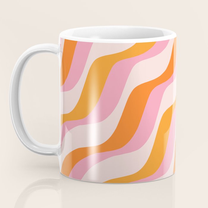 Zebra Stripes Abstract Lines Sunshine Retro Colorful Pink Orange Colors Boho Swirl Modern Pattern Coffee Mug Gallery Image 3