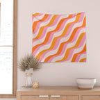 Zebra Stripes Abstract Lines Sunshine Retro Colorful Pink Orange Colors Boho Swirl Modern Pattern Wall Tapestry Gallery Image 2
