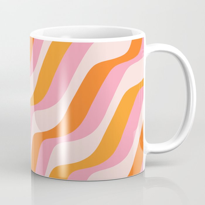 Zebra Stripes Abstract Lines Sunshine Retro Colorful Pink Orange Colors Boho Swirl Modern Pattern Coffee Mug Gallery Image 1