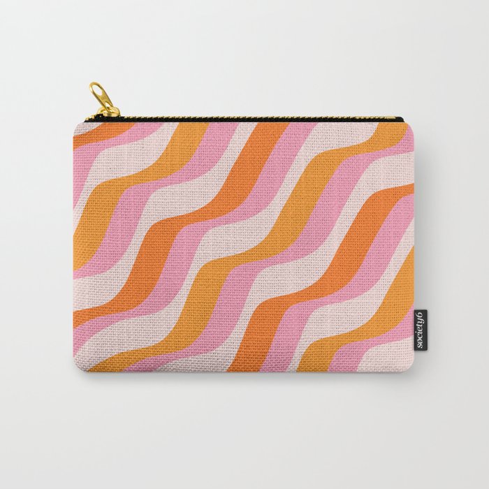 Zebra Stripes Abstract Lines Sunshine Retro Colorful Pink Orange Colors Boho Swirl Modern Pattern Carry All Pouch Gallery Image 1