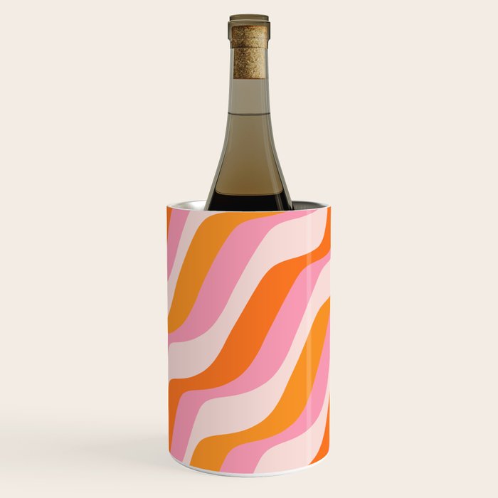 Zebra Stripes Abstract Lines Sunshine Retro Colorful Pink Orange Colors Boho Swirl Modern Pattern Wine Chiller Gallery Image 3
