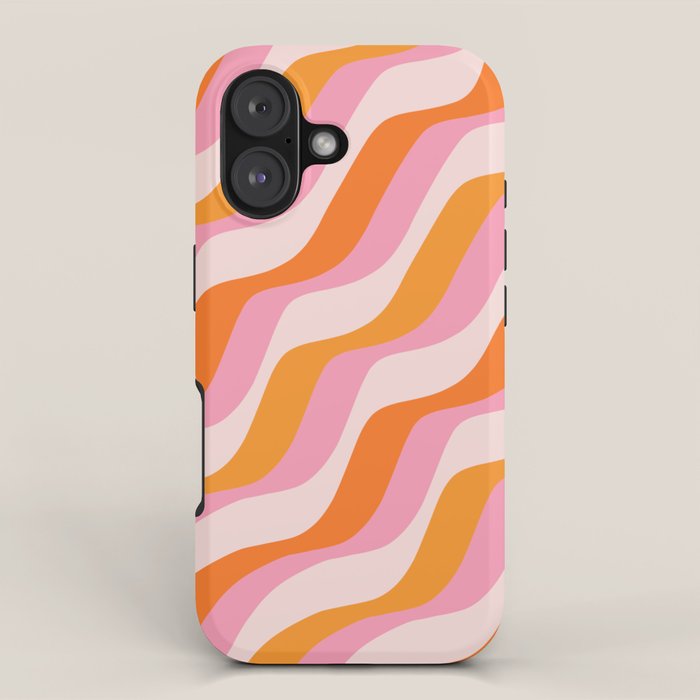 Zebra Stripes Abstract Lines Sunshine Retro Colorful Pink Orange Colors Boho Swirl Modern Pattern iPhone Case Gallery Image 1