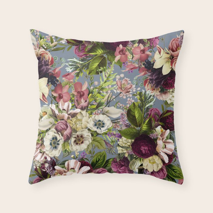 Modena Vintage Florals Throw Pillow Gallery Image 1