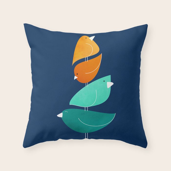 Bird Stack III Illustration Throw Pillow Gallery Image 1