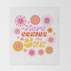 Here Comes the Sun - Pink and Yellow Throw Blanket Gallery Image 2