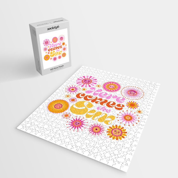 Here Comes the Sun - Pink and Yellow Jigsaw Puzzle Gallery Image 2
