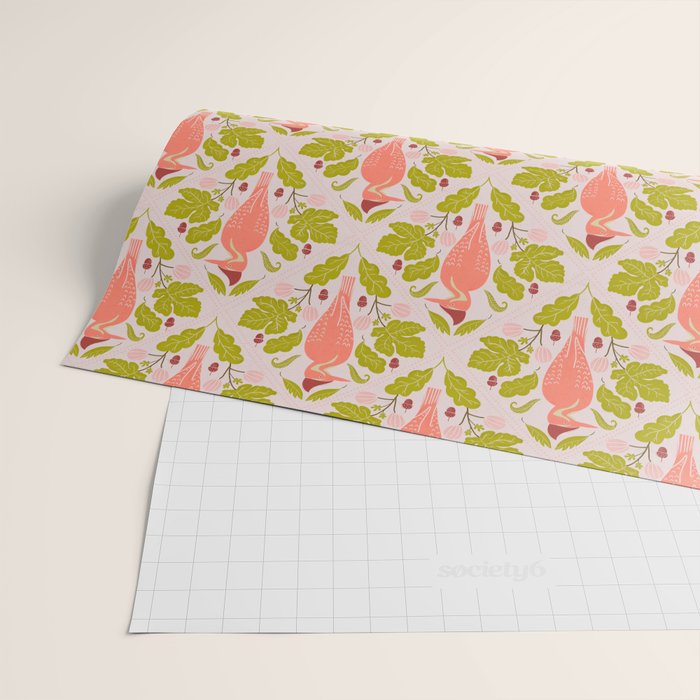 Peach And Pink Woodpecker Wrapping Paper Gallery Image 2