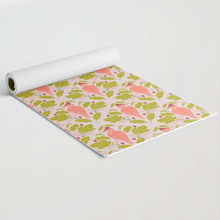 Peach And Pink Woodpecker Yoga Mat Gallery Image 2